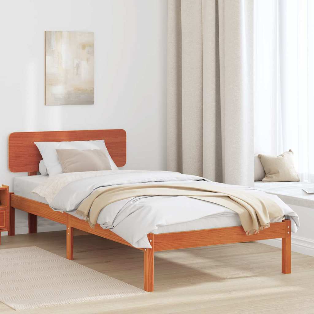 vidaXL Σκελετός Κρεβατιού Κερωτό καφέ 80 x 200 cm Στερεά ξυλεία πεύκου