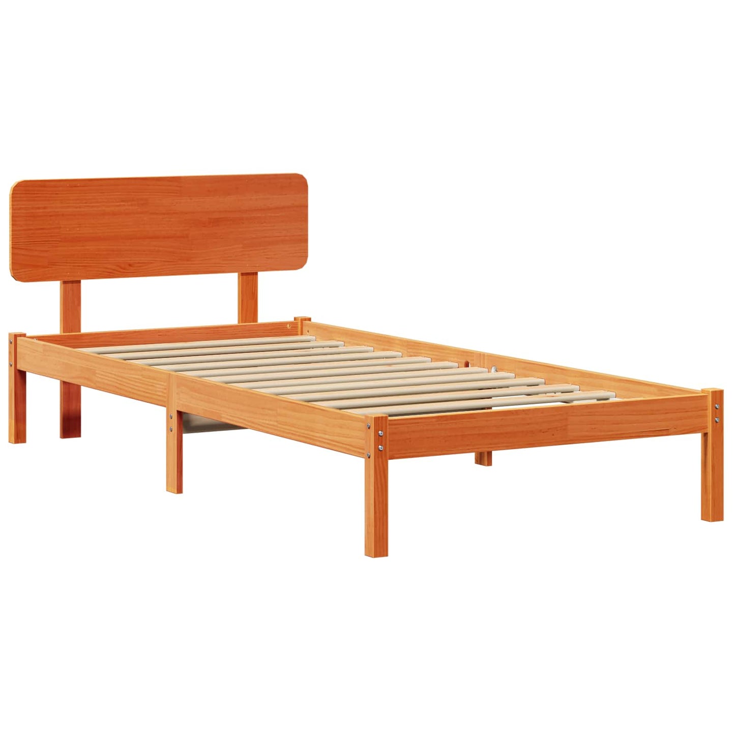 vidaXL Σκελετός Κρεβατιού Κερωτό καφέ 75 x 190 cm Στερεά ξυλεία πεύκου