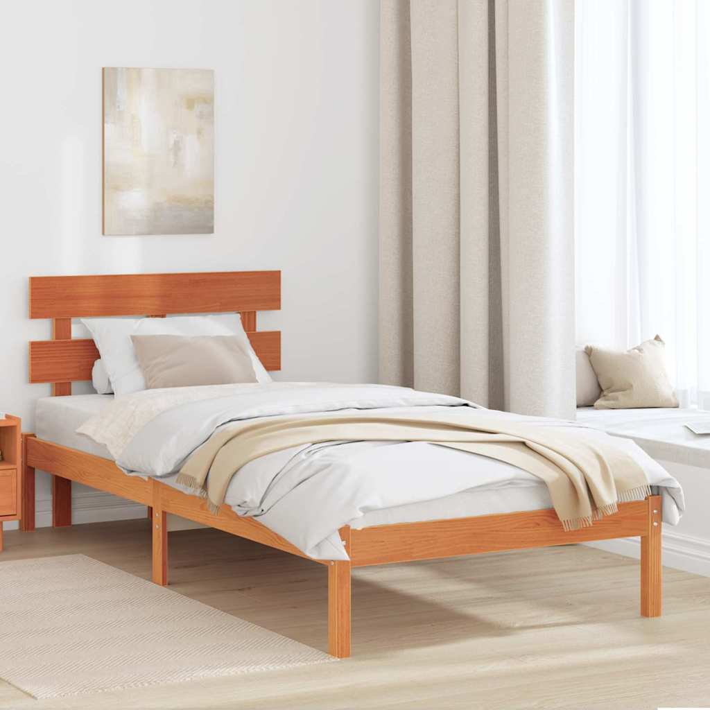 vidaXL Σκελετός Κρεβατιού Καφέ 80 x 200 cm Μασίφ ξύλο πεύκου