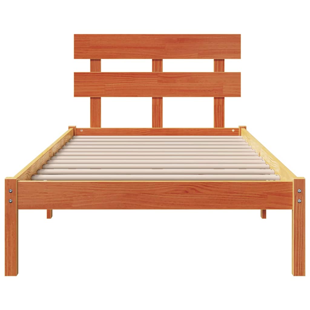 vidaXL Σκελετός Κρεβατιού Καφέ 80 x 200 cm Μασίφ ξύλο πεύκου