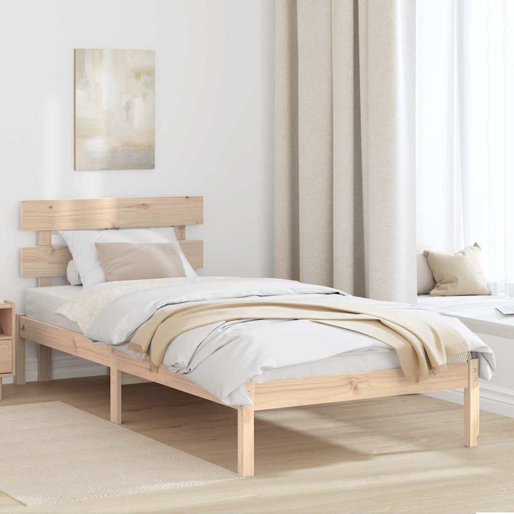vidaXL Σκελετός Κρεβατιού Καφέ 90 x 200 cm Μασίφ ξύλο πεύκου