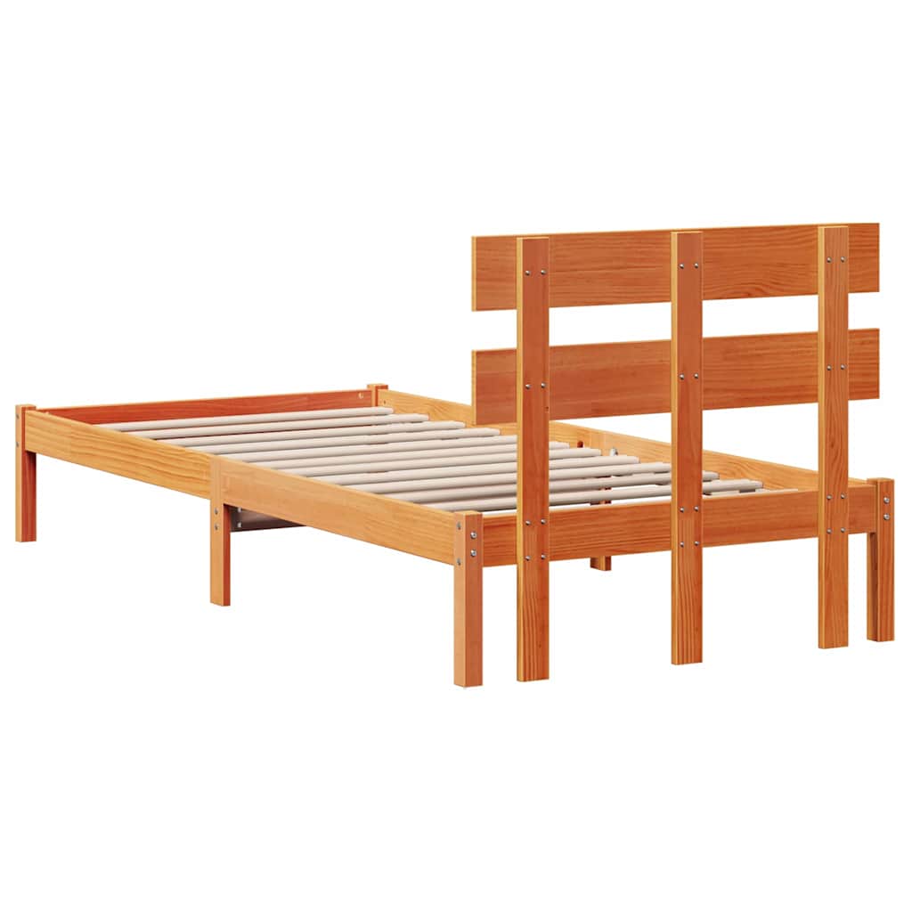 vidaXL Σκελετός Κρεβατιού Καφέ 100 x 200 cm Μασίφ ξύλο πεύκου