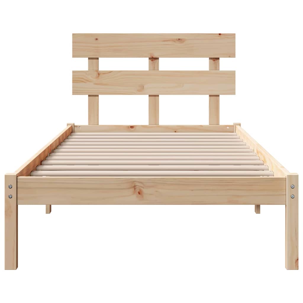 vidaXL Σκελετός Κρεβατιού Καφέ 90 x 190 cm Μασίφ ξύλο πεύκου