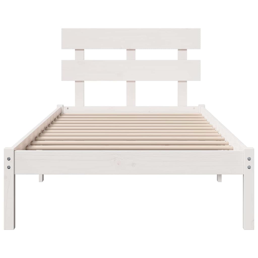 vidaXL Σκελετός Κρεβατιού Λευκό 75 x 190 cm Μασίφ ξύλο πεύκου