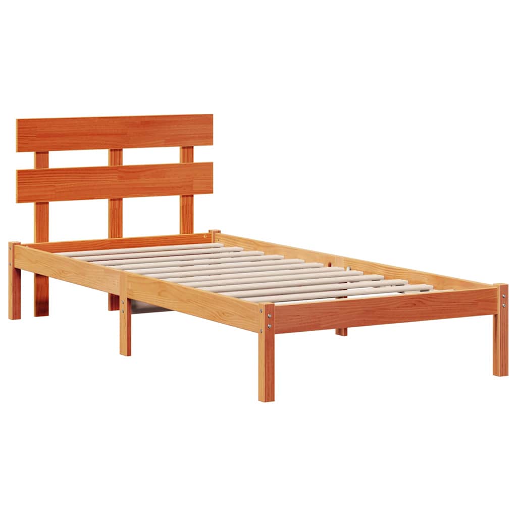 vidaXL Σκελετός Κρεβατιού Καφέ 75 x 190 cm Μασίφ ξύλο πεύκου