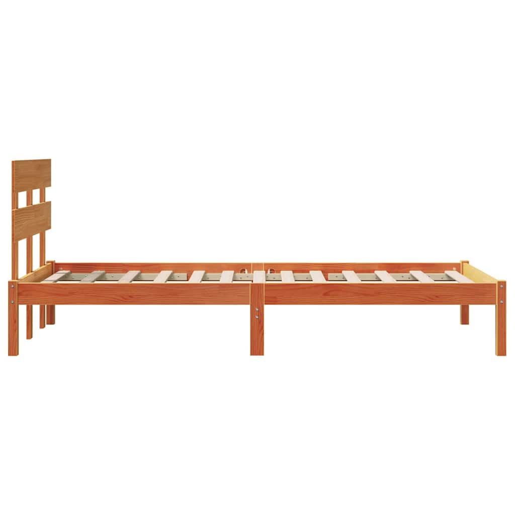vidaXL Σκελετός Κρεβατιού Καφέ 75 x 190 cm Μασίφ ξύλο πεύκου