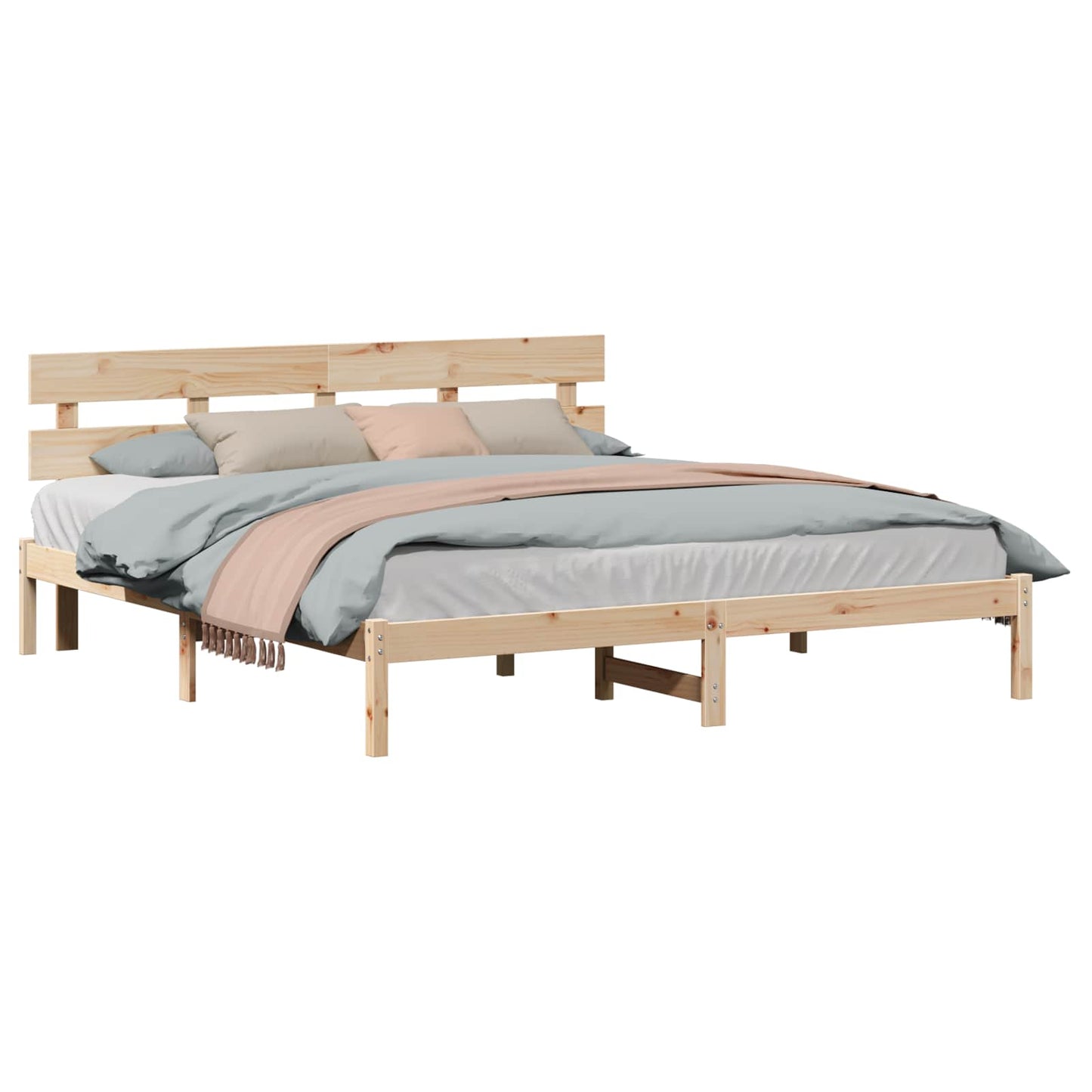 vidaXL Σκελετός Κρεβατιού Καφέ 200 x 200 cm Μασίφ ξύλο πεύκου