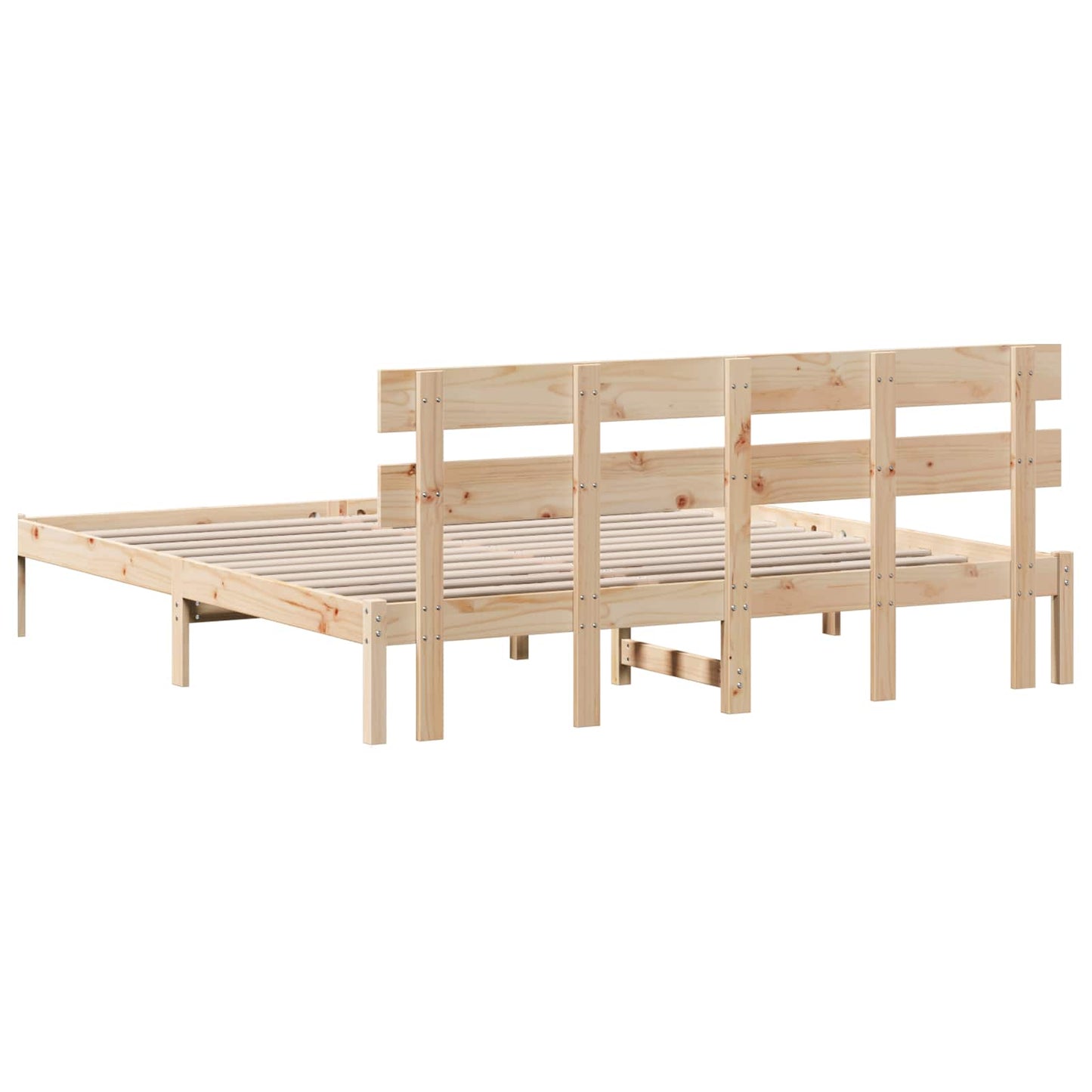 vidaXL Σκελετός Κρεβατιού Καφέ 200 x 200 cm Μασίφ ξύλο πεύκου