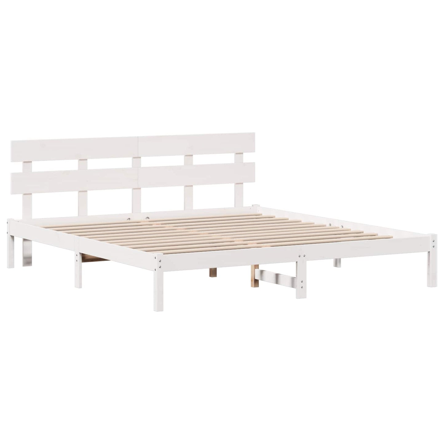 vidaXL Σκελετός Κρεβατιού Λευκό 200 x 200 cm Μασίφ ξύλο πεύκου
