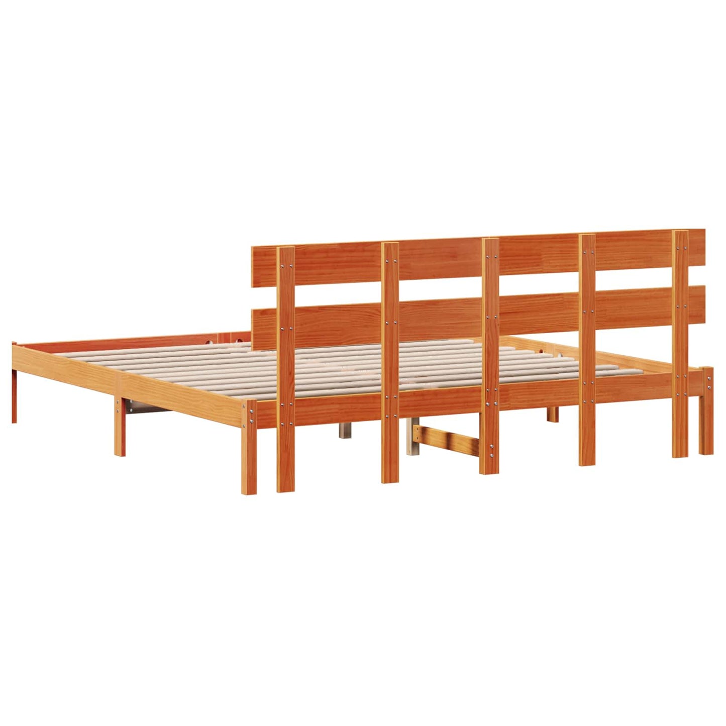 vidaXL Σκελετός Κρεβατιού Καφέ 200 x 200 cm Μασίφ ξύλο πεύκου