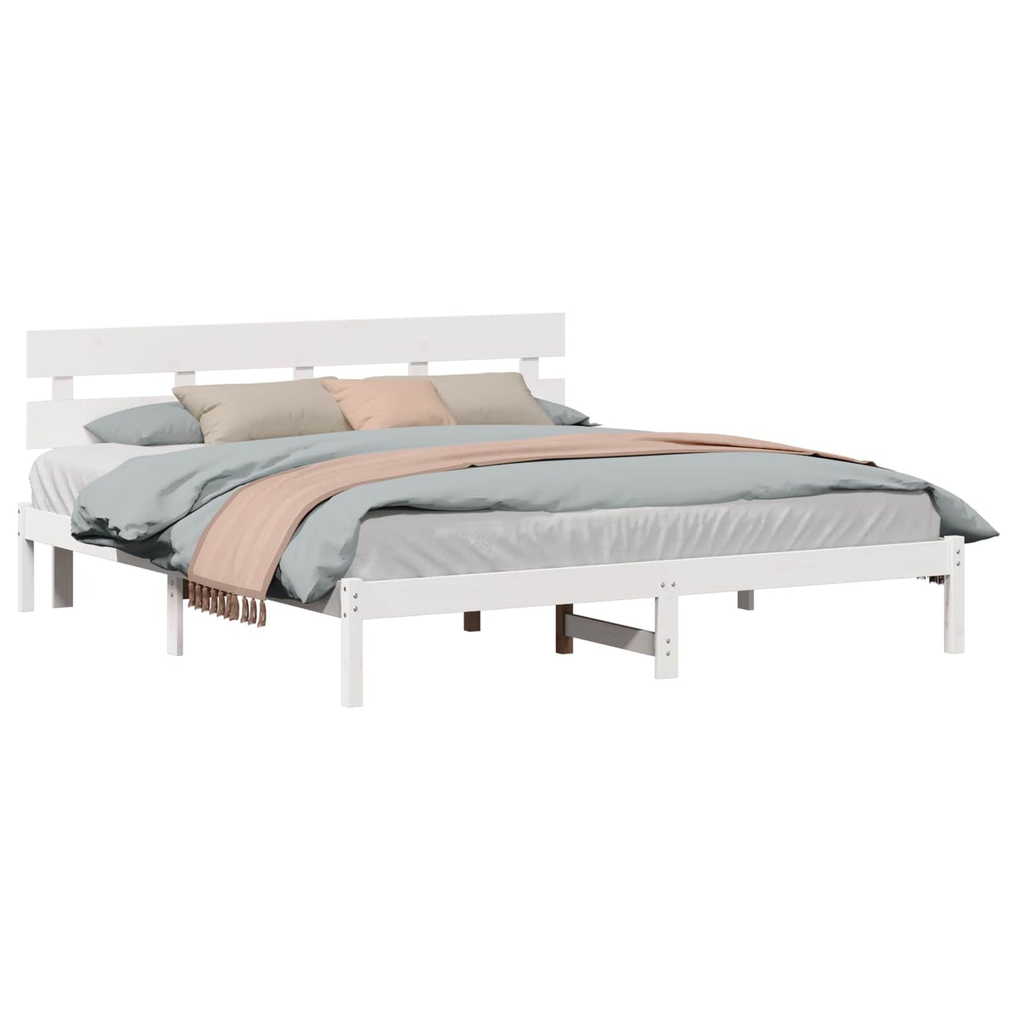 vidaXL Σκελετός Κρεβατιού Λευκό 180 x 200 cm Μασίφ ξύλο πεύκου