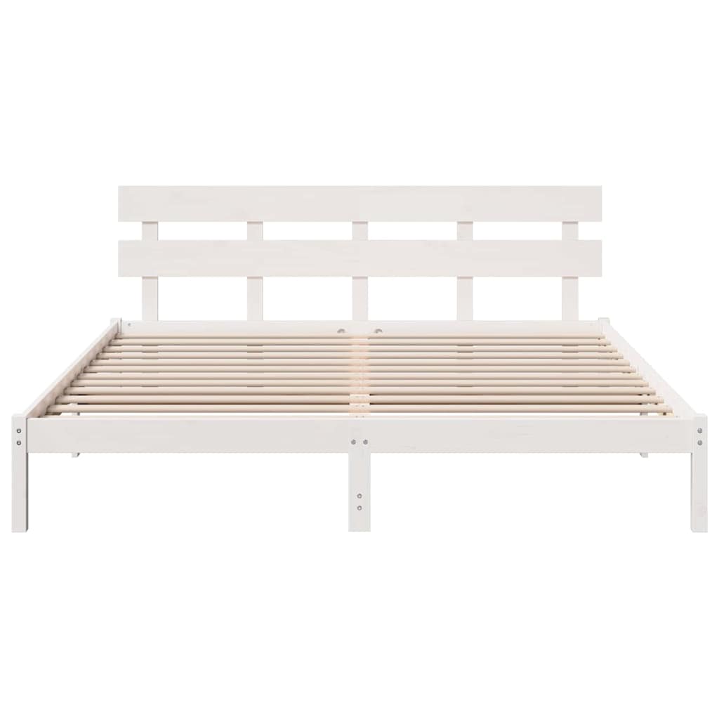 vidaXL Σκελετός Κρεβατιού Λευκό 180 x 200 cm Μασίφ ξύλο πεύκου