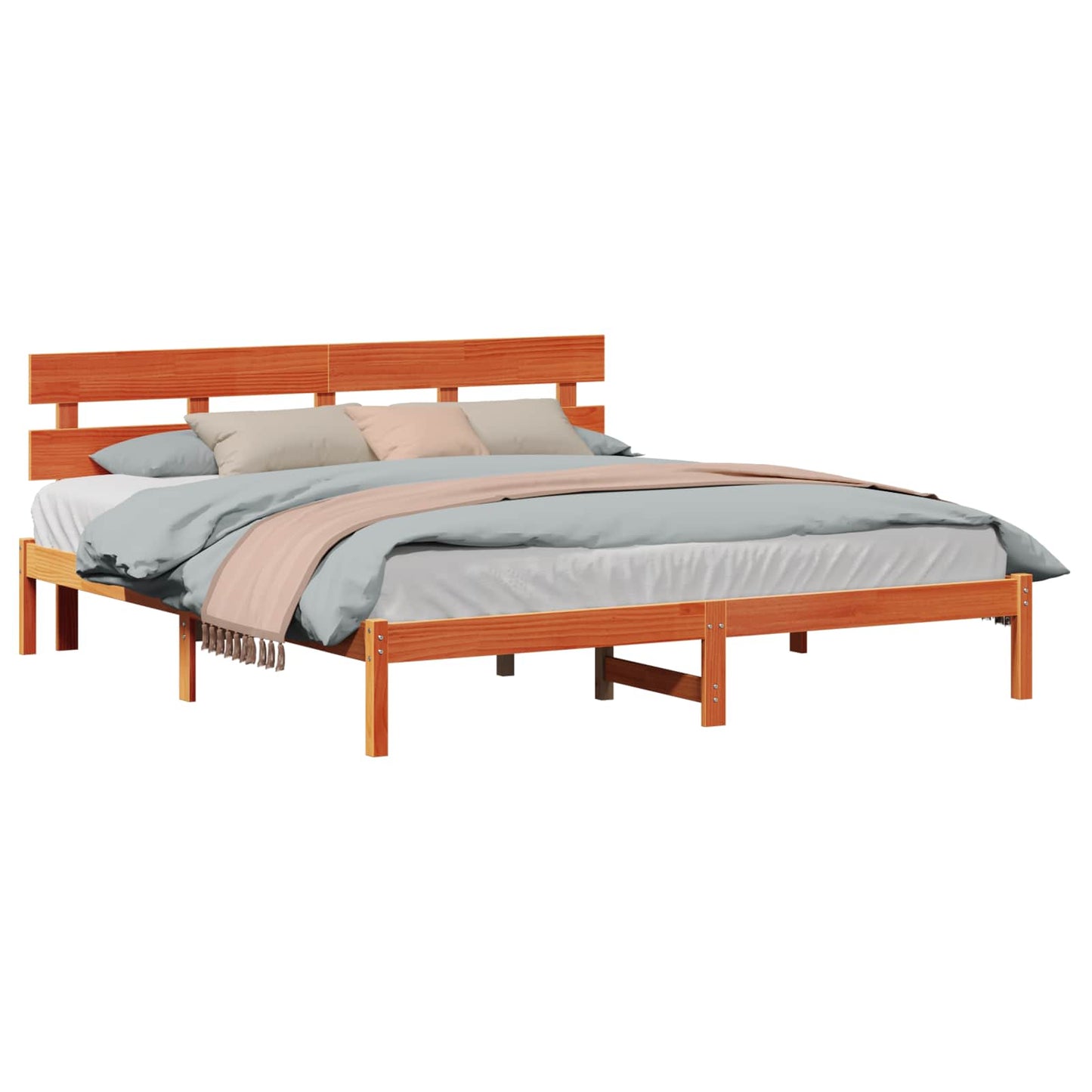 vidaXL Σκελετός Κρεβατιού Καφέ 180 x 200 cm Μασίφ ξύλο πεύκου