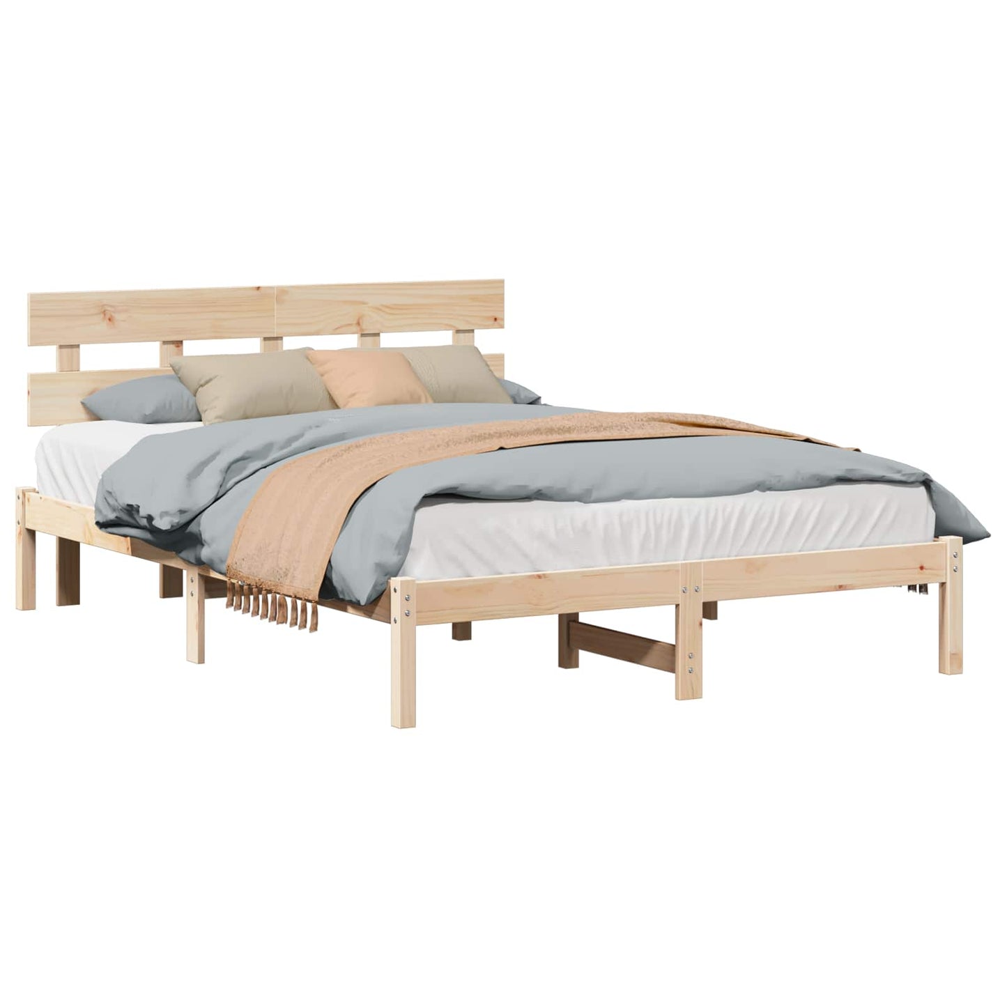 vidaXL Σκελετός Κρεβατιού Καφέ 150 x 200 cm Μασίφ ξύλο πεύκου