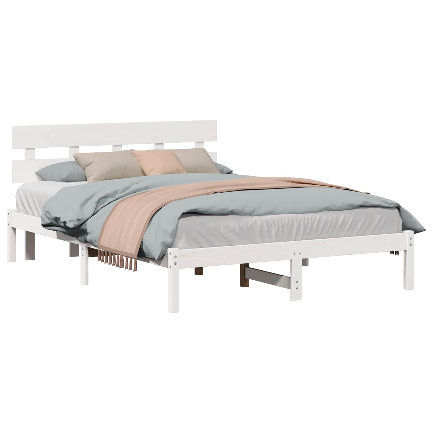 vidaXL Σκελετός Κρεβατιού Λευκό 150 x 200 cm Μασίφ ξύλο πεύκου