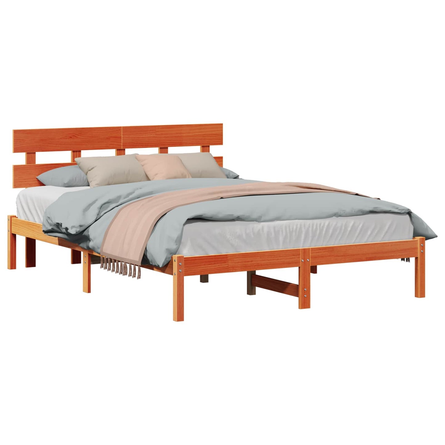 vidaXL Σκελετός Κρεβατιού Καφέ 140 x 200 cm Μασίφ ξύλο πεύκου
