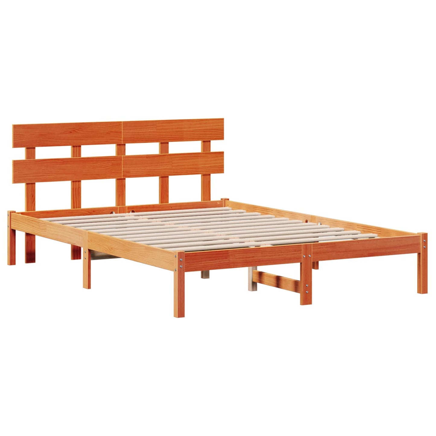 vidaXL Σκελετός Κρεβατιού Καφέ 140 x 200 cm Μασίφ ξύλο πεύκου