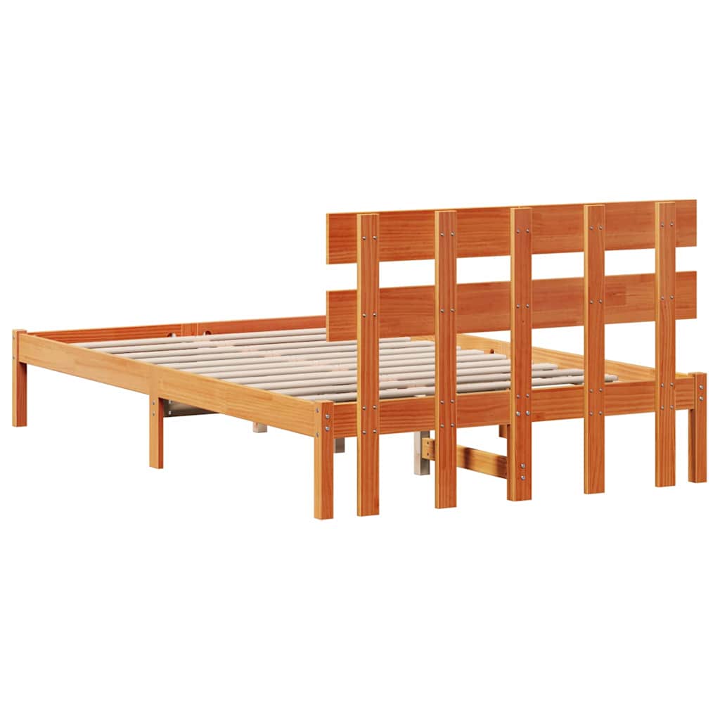 vidaXL Σκελετός Κρεβατιού Καφέ 120 x 190 cm Μασίφ ξύλο πεύκου