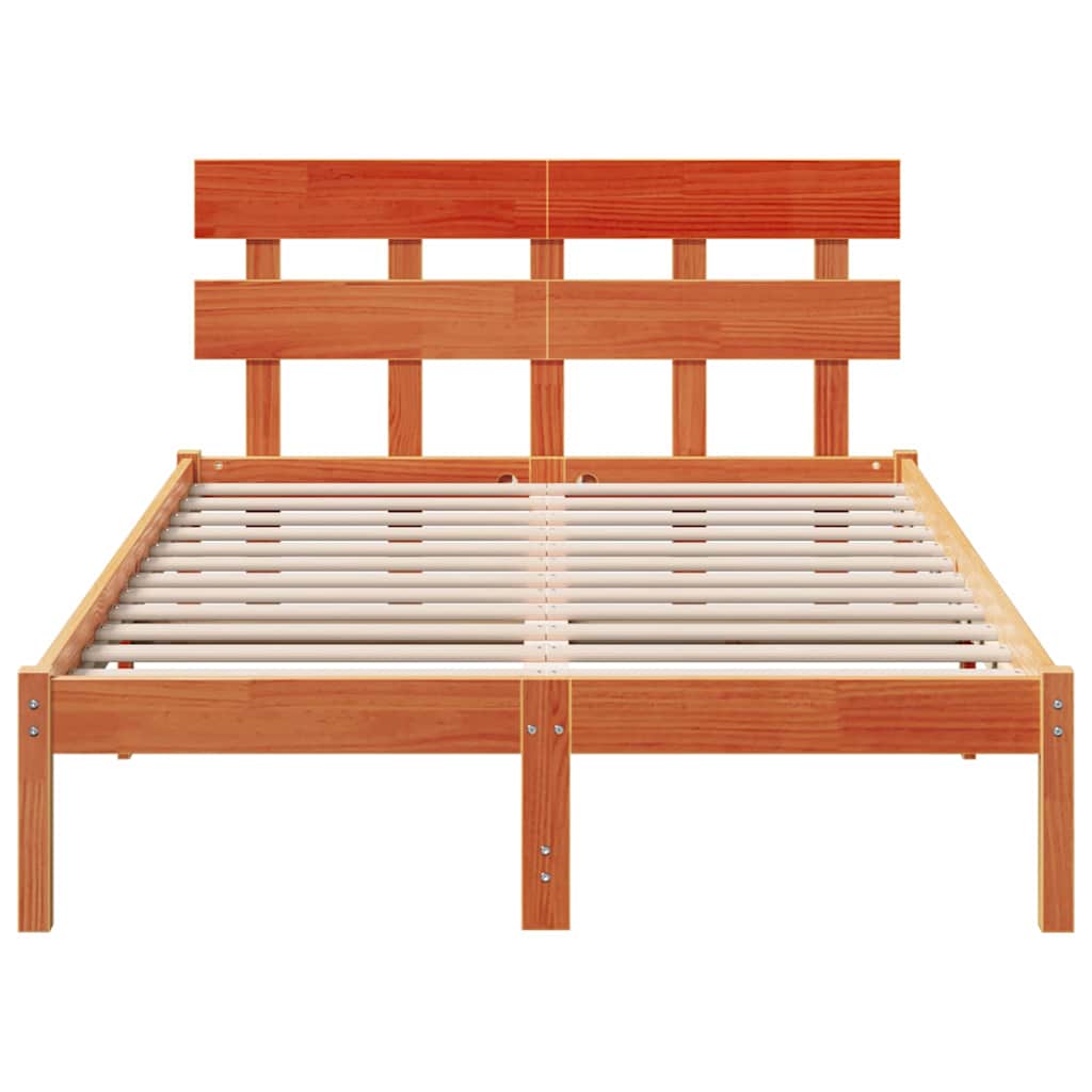 vidaXL Σκελετός Κρεβατιού Καφέ 120 x 190 cm Μασίφ ξύλο πεύκου
