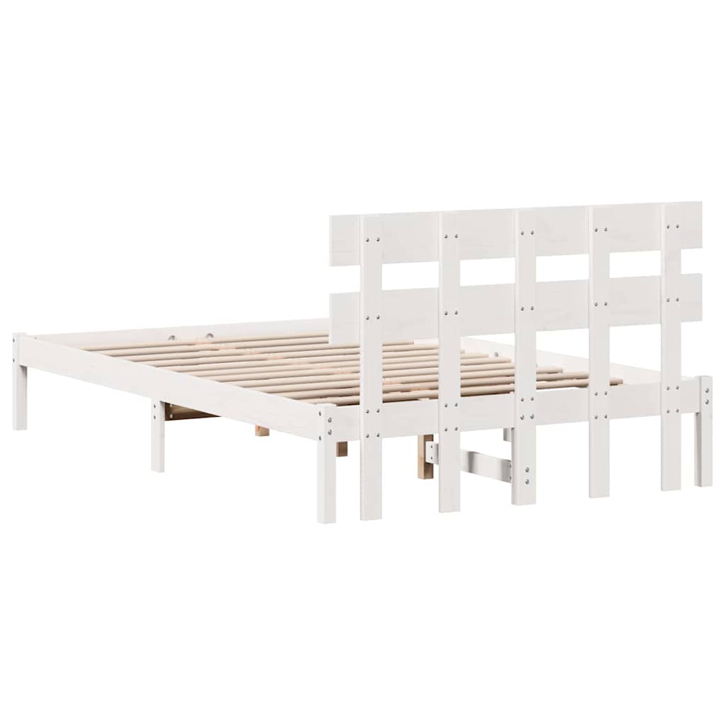 vidaXL Σκελετός Κρεβατιού Λευκό 140 x 190 cm Μασίφ ξύλο πεύκου