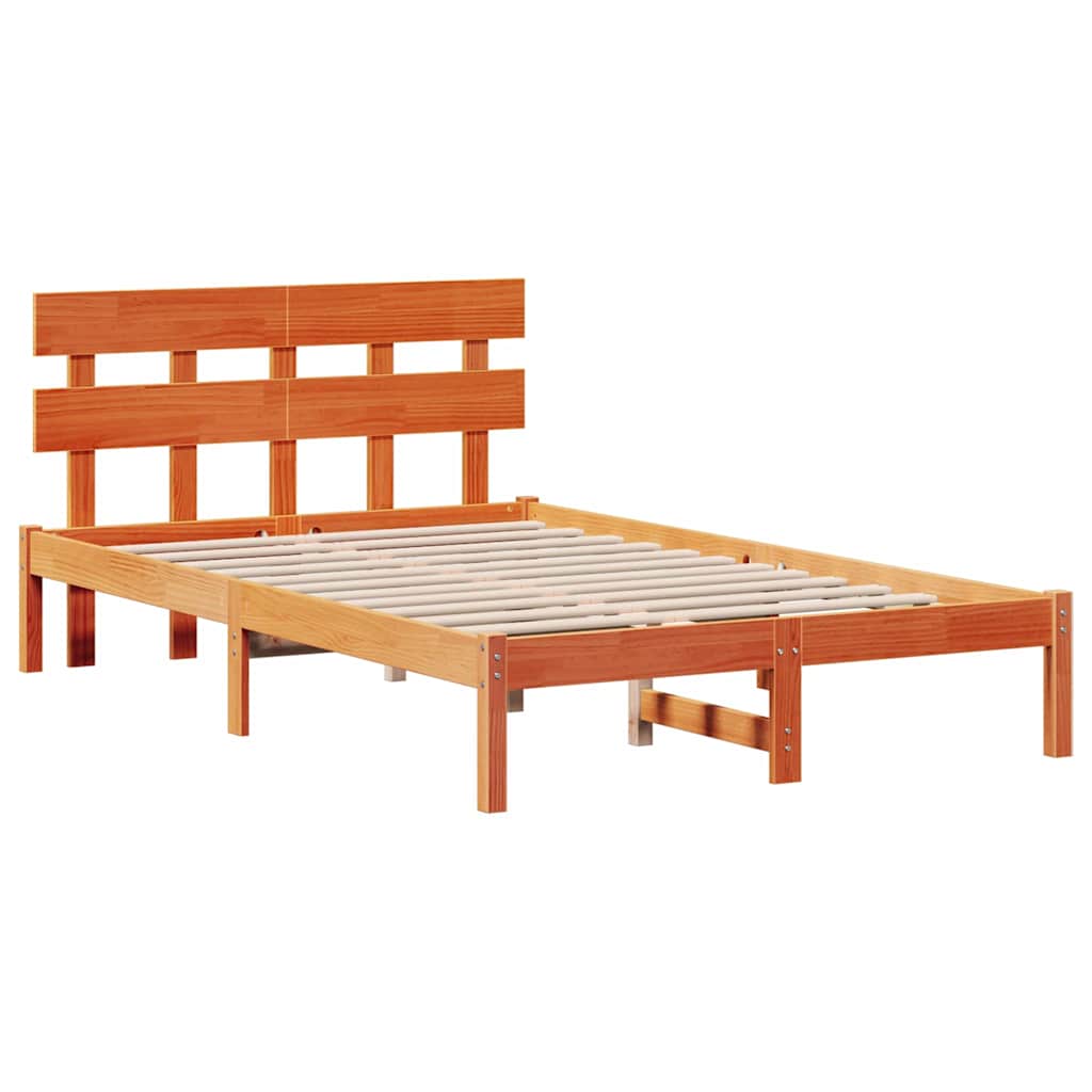 vidaXL Σκελετός Κρεβατιού Καφέ 140 x 190 cm Μασίφ ξύλο πεύκου
