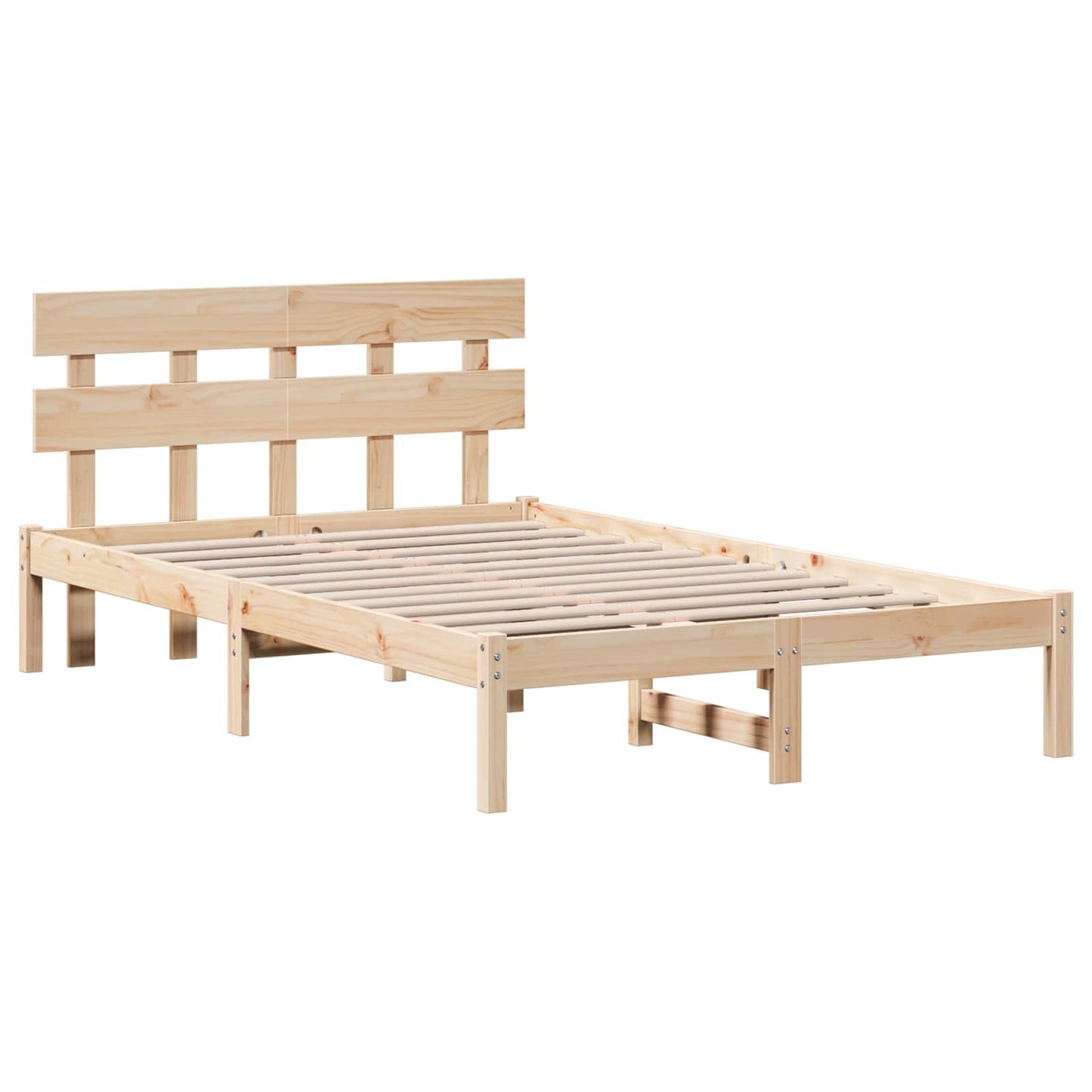 vidaXL Σκελετός Κρεβατιού Καφέ 135 x 190 cm Μασίφ ξύλο πεύκου