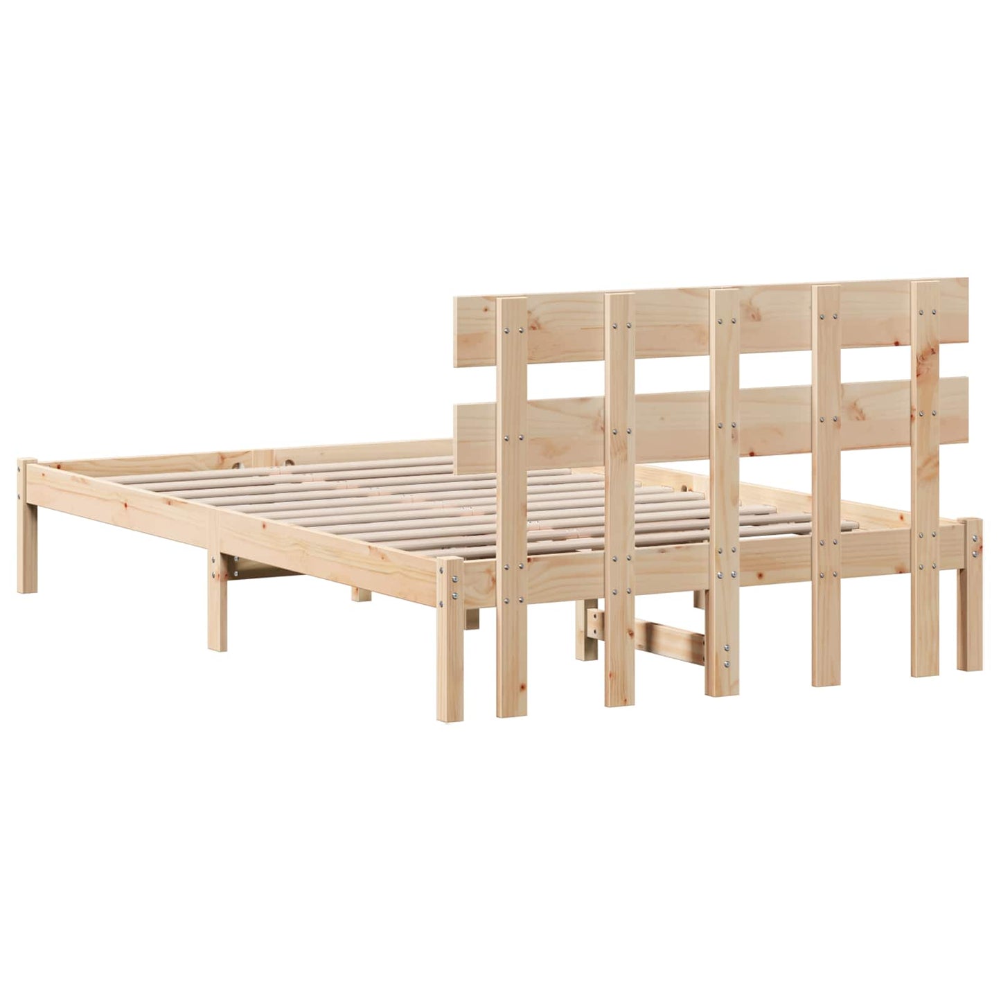 vidaXL Σκελετός Κρεβατιού Καφέ 135 x 190 cm Μασίφ ξύλο πεύκου