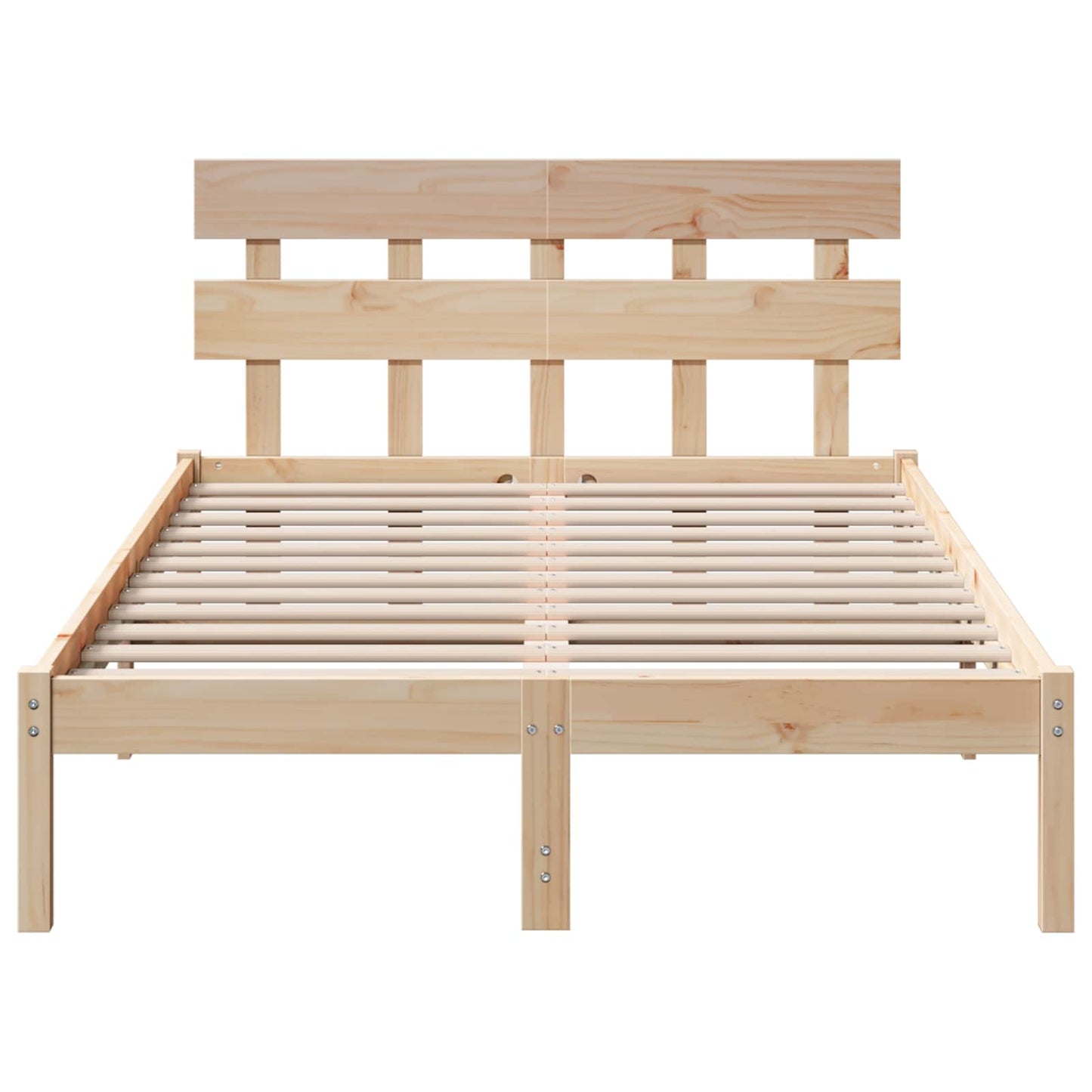 vidaXL Σκελετός Κρεβατιού Καφέ 135 x 190 cm Μασίφ ξύλο πεύκου