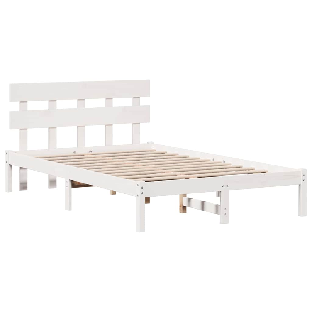 vidaXL Σκελετός Κρεβατιού Λευκό 135 x 190 cm Μασίφ ξύλο πεύκου