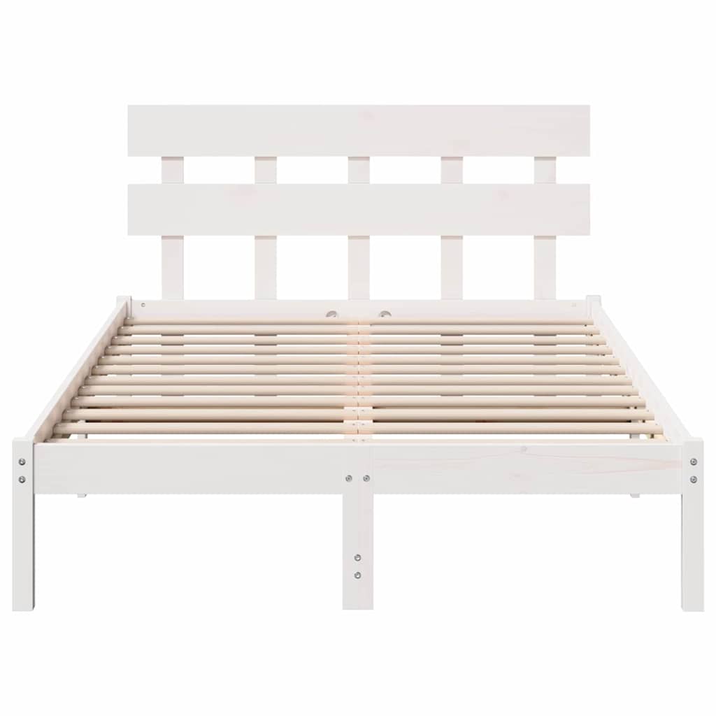 vidaXL Σκελετός Κρεβατιού Λευκό 135 x 190 cm Μασίφ ξύλο πεύκου
