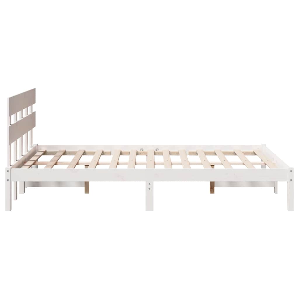vidaXL Σκελετός Κρεβατιού Λευκό 135 x 190 cm Μασίφ ξύλο πεύκου
