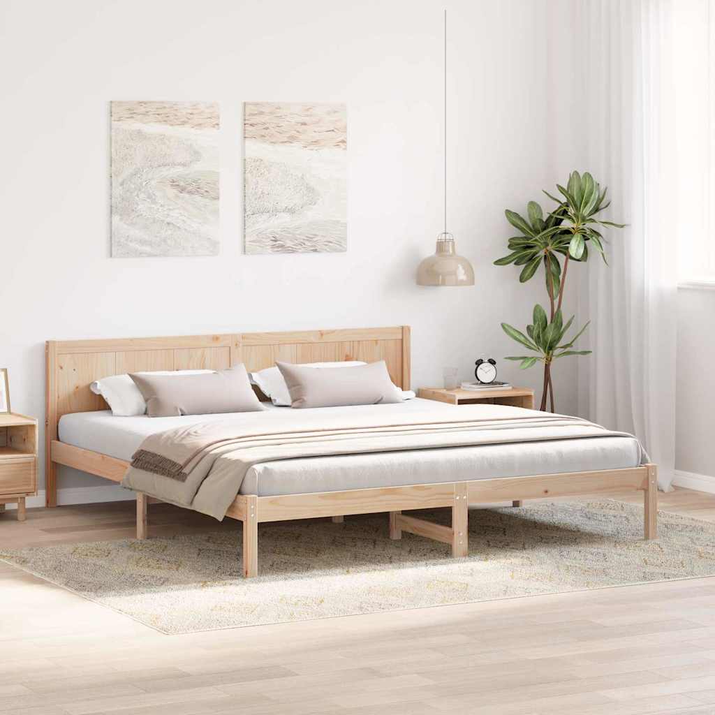 vidaXL Σκελετός Κρεβατιού Καφέ 200 x 200 cm Μασίφ ξύλο πεύκου