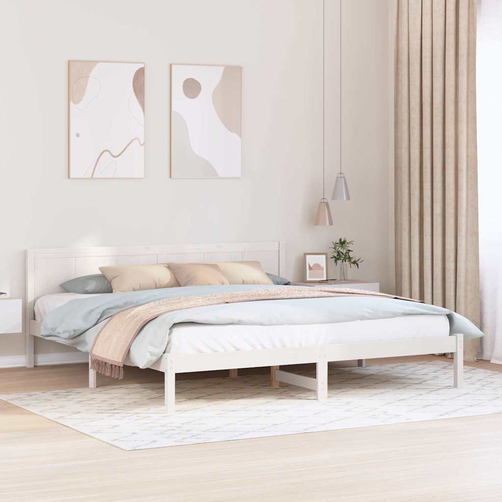 vidaXL Σκελετός Κρεβατιού Λευκό 200 x 200 cm Μασίφ ξύλο πεύκου