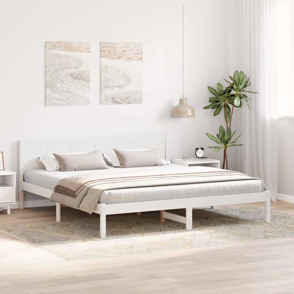 vidaXL Σκελετός Κρεβατιού Λευκό 200 x 200 cm Μασίφ ξύλο πεύκου