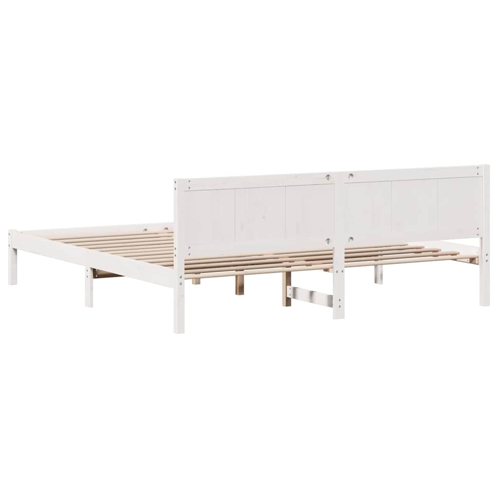 vidaXL Σκελετός Κρεβατιού Λευκό 200 x 200 cm Μασίφ ξύλο πεύκου