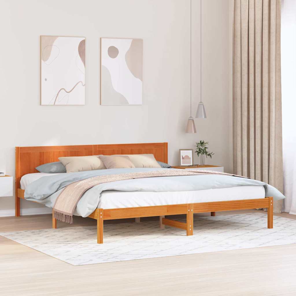 vidaXL Σκελετός Κρεβατιού Καφέ 180 x 200 cm Μασίφ ξύλο πεύκου