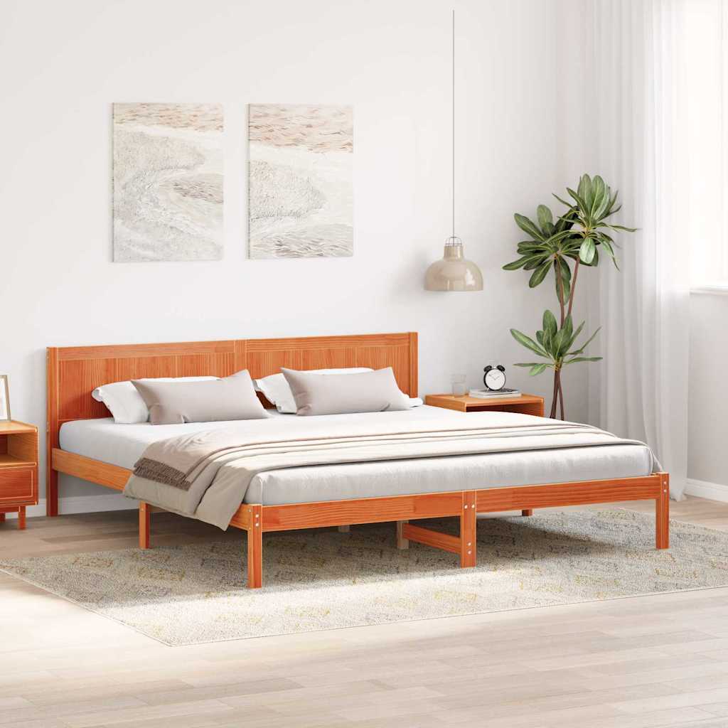 vidaXL Σκελετός Κρεβατιού Καφέ 180 x 200 cm Μασίφ ξύλο πεύκου