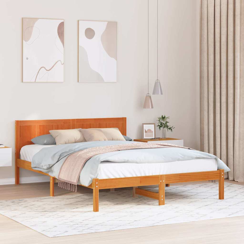 vidaXL Σκελετός Κρεβατιού Καφέ 160 x 200 cm Μασίφ ξύλο πεύκου