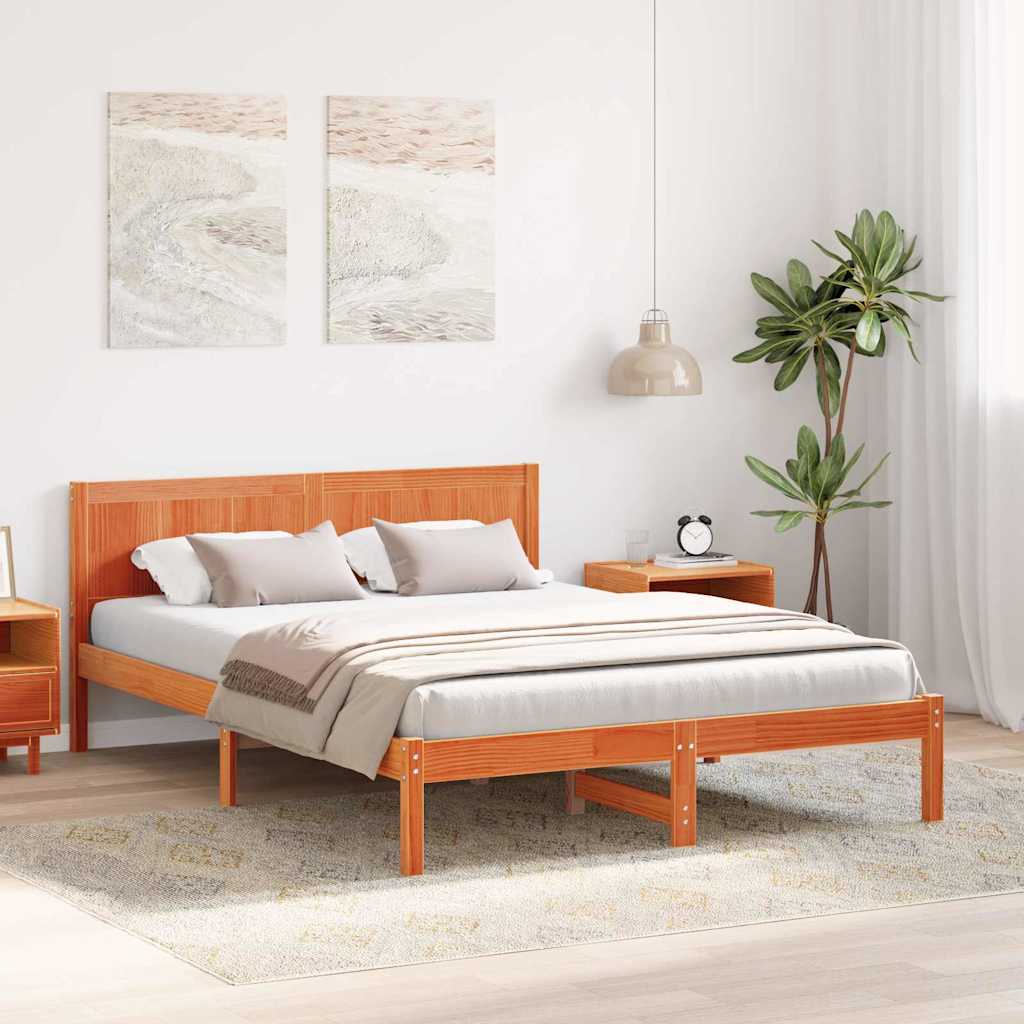 vidaXL Σκελετός Κρεβατιού Καφέ 160 x 200 cm Μασίφ ξύλο πεύκου