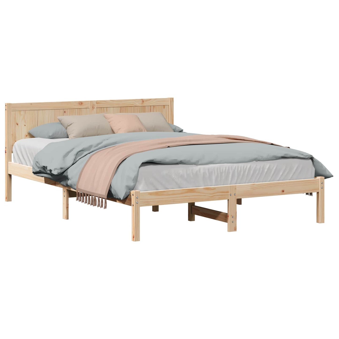 vidaXL Σκελετός Κρεβατιού Καφέ 150 x 200 cm Μασίφ ξύλο πεύκου