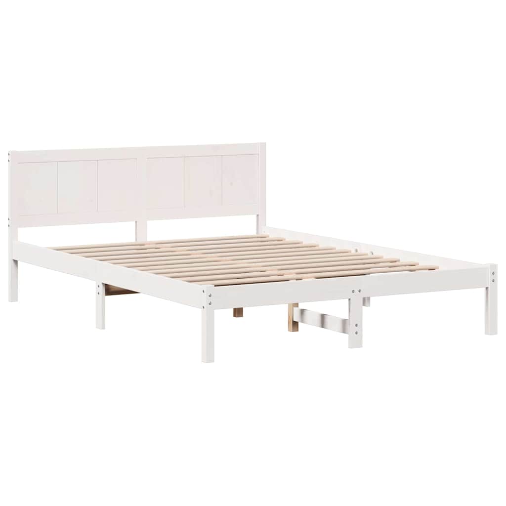 vidaXL Σκελετός Κρεβατιού Λευκό 150 x 200 cm Μασίφ ξύλο πεύκου