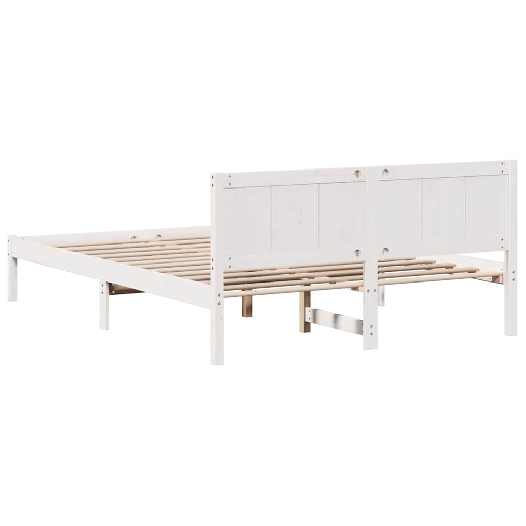 vidaXL Σκελετός Κρεβατιού Λευκό 150 x 200 cm Μασίφ ξύλο πεύκου