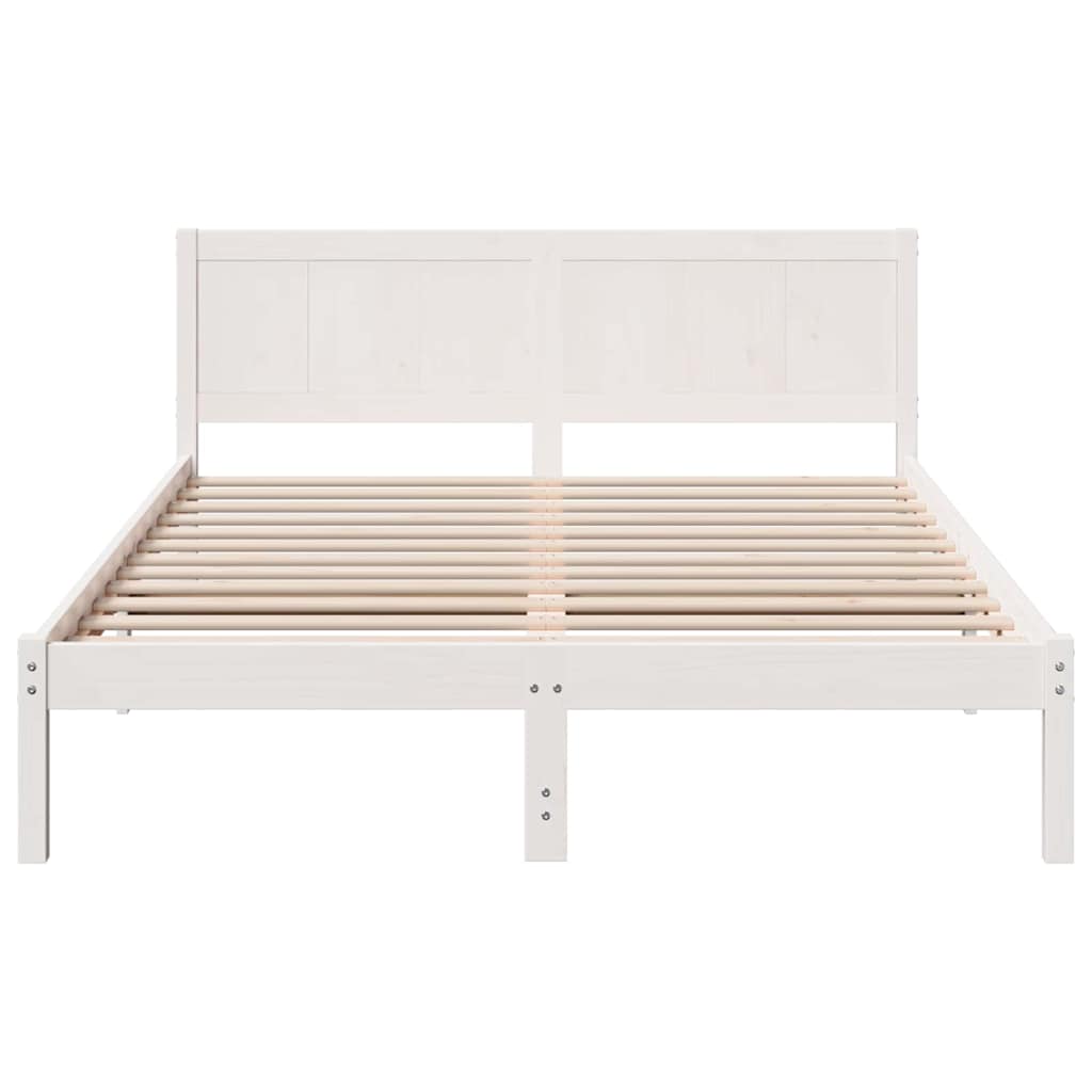 vidaXL Σκελετός Κρεβατιού Λευκό 150 x 200 cm Μασίφ ξύλο πεύκου