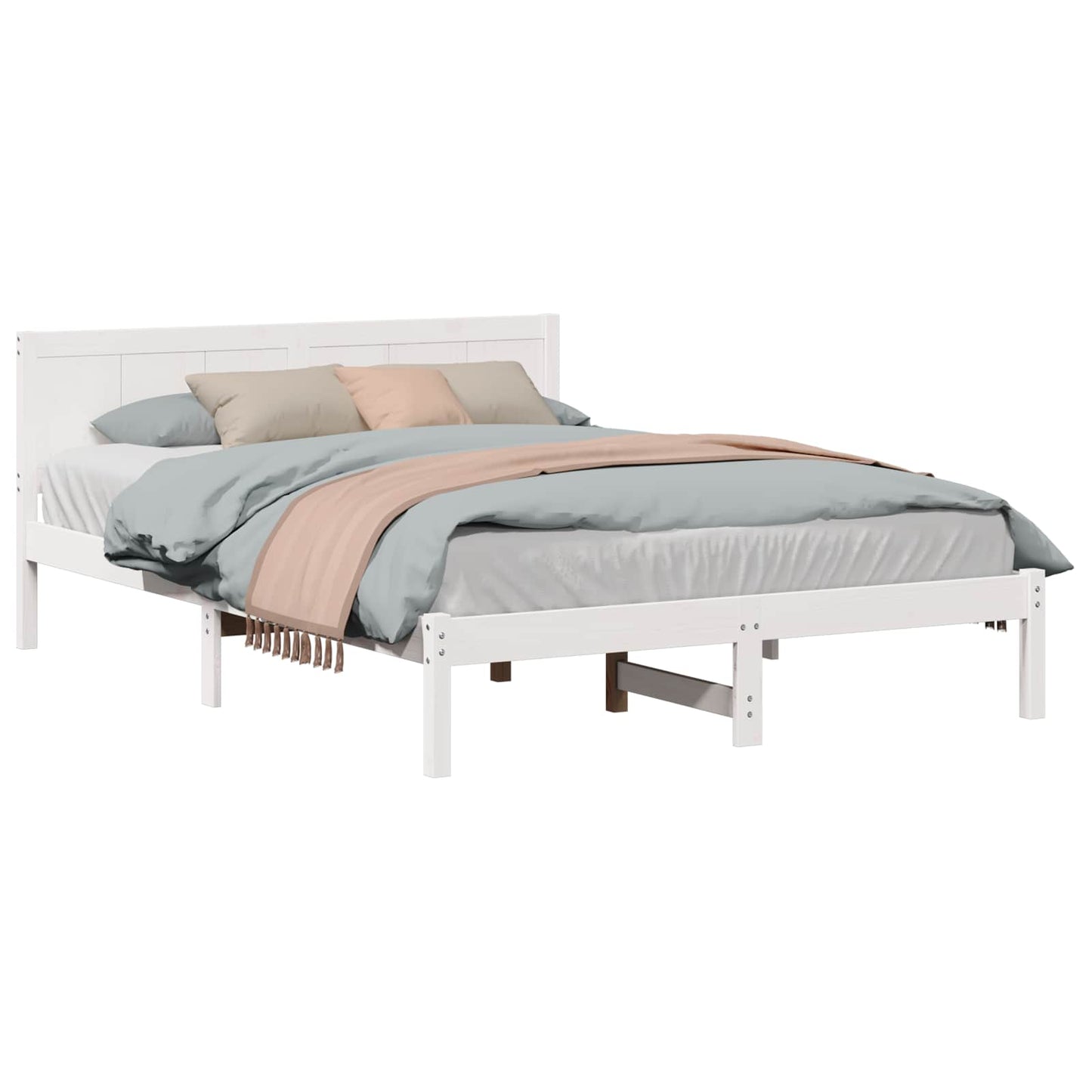 vidaXL Σκελετός Κρεβατιού Λευκό 140 x 200 cm Μασίφ ξύλο πεύκου