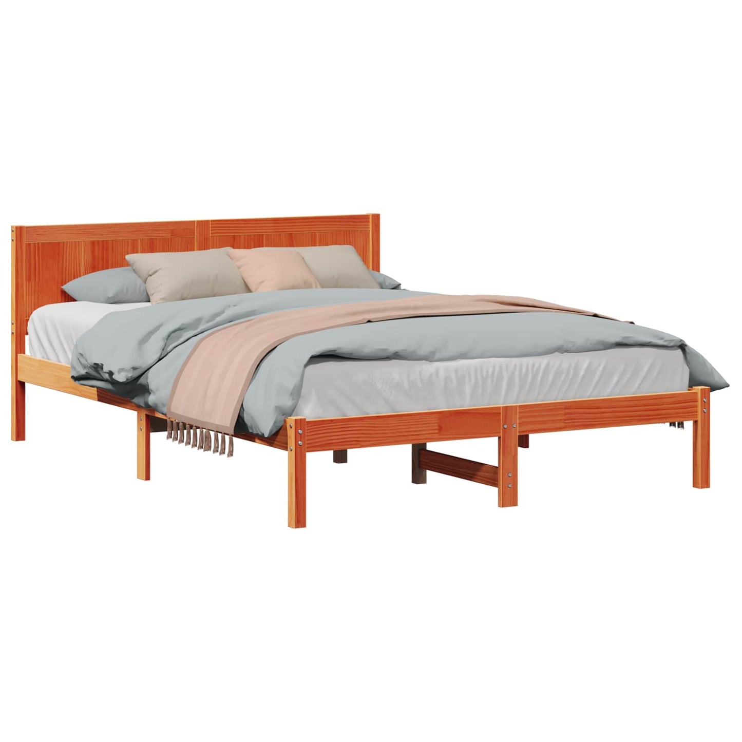 vidaXL Σκελετός Κρεβατιού Καφέ 140 x 200 cm Μασίφ ξύλο πεύκου