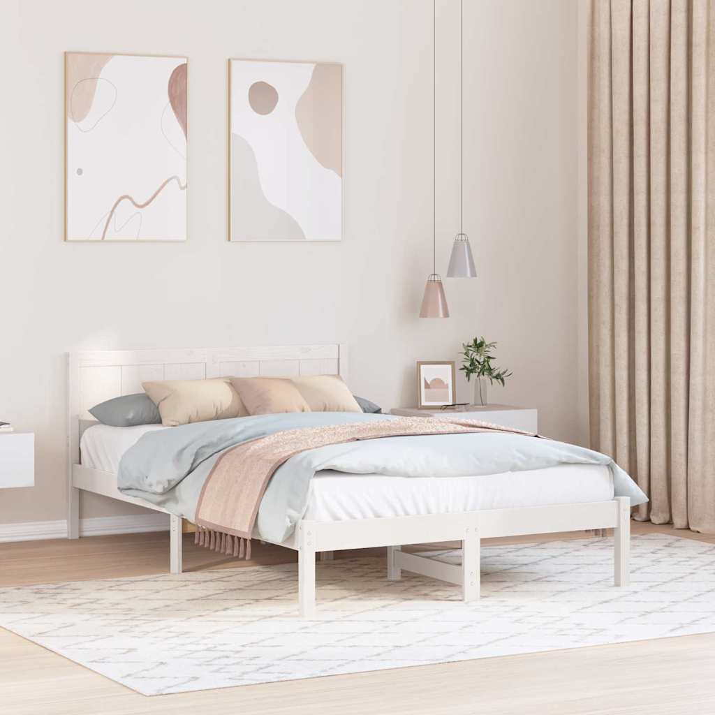 vidaXL Σκελετός Κρεβατιού Λευκό 120 x 200 cm Μασίφ ξύλο πεύκου