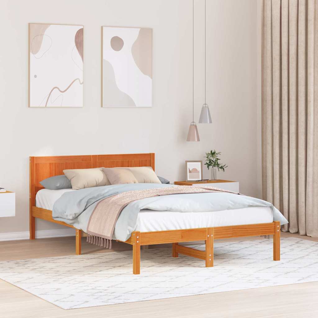 vidaXL Σκελετός Κρεβατιού Καφέ 120 x 200 cm Μασίφ ξύλο πεύκου