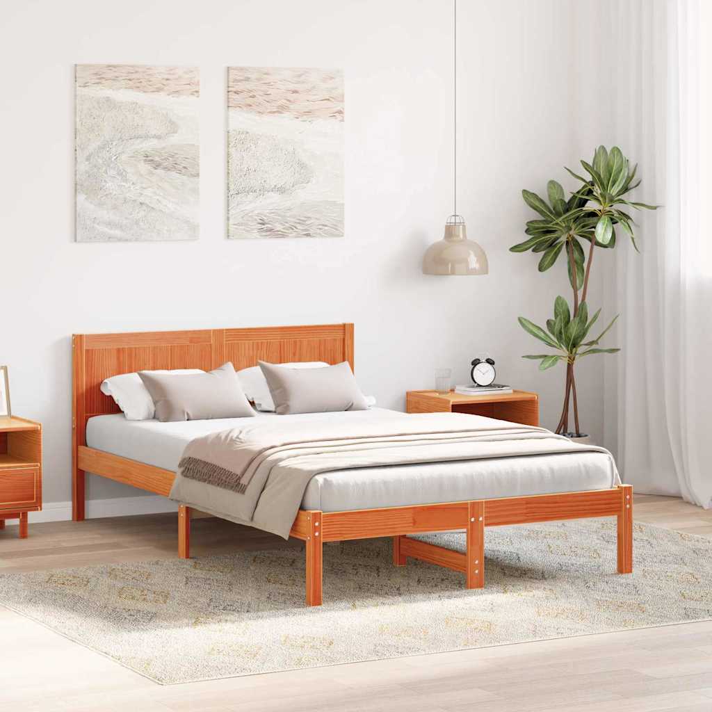 vidaXL Σκελετός Κρεβατιού Καφέ 120 x 200 cm Μασίφ ξύλο πεύκου