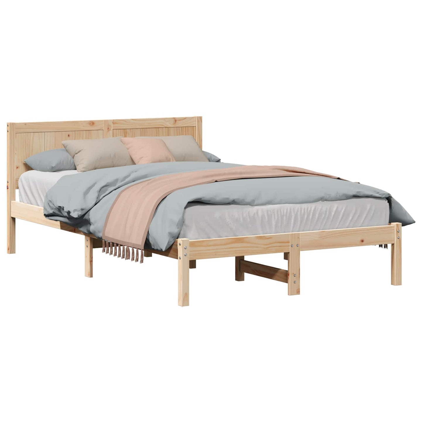 vidaXL Σκελετός Κρεβατιού Καφέ 140 x 190 cm Μασίφ ξύλο πεύκου