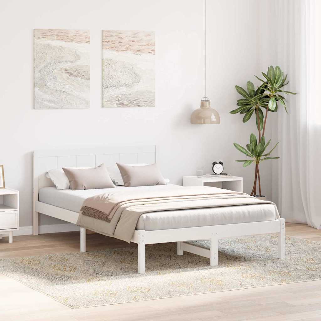 vidaXL Σκελετός Κρεβατιού Λευκό 140 x 190 cm Μασίφ ξύλο πεύκου